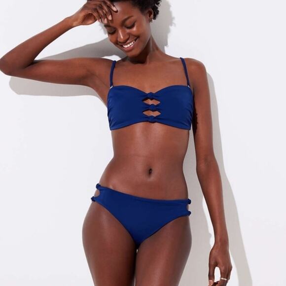 LOFT Blue Beach Knotted Hipster Bikini Bottom - Picture 2 of 8